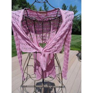 Vintage Women's Nordstrom Tank Top & Jacket Wrap Two Piece Pink Lace Size S